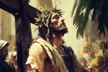 Jesus Christ On The Cross Palm Sunday Generative AI