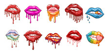 Dripping Lips Vector Set Collection Graphic Clipart Design