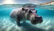 A hippo enjoying a leisurely swim