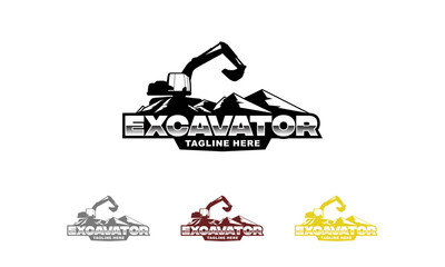 Wall Mural - excavator Logo designs. heavy equipment excavator icon for housing development, building repair, construction and procurement of heavy equipment