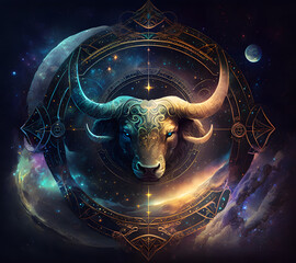 Wall Mural - an ethereal zodiac sign taurus generative ai