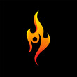 People on fire logo. Fire flame with people vector illustration. Suitable for nature, sport, and energy.