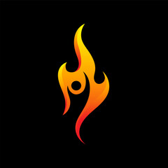 Wall Mural - People on fire logo. Fire flame with people vector illustration. Suitable for nature, sport, and energy.