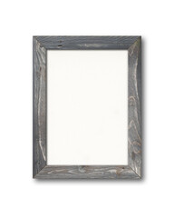 Poster - Old rustic wooden picture frame hanging on a white wall