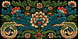 Indonesian Ethnic Folk Art Floral Wallpaper, Generative AI Illustration