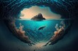 Digital artwork of a surreal underwater landscape. Fantasy ocean concept | generative AI
