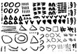 © Elena - A large collection of black paint, brush strokes, lines, roughness. Dirty elements of artistic design. Vector illustration. Isolated on a white background. A hand-drawn drawing.