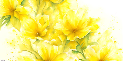 Wall Mural - abstract yellow flower background, illustration, Generative, AI