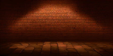 Wall Mural - brick wall and floor, copy space for text, illustration, Generative, AI