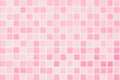 Pink tile wall chequered background bathroom floor texture. Ceramic wall and floor tiles mosaic background in bathroom