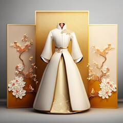 Wall Mural - Korean traditional wedding dress - Generative AI