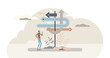© VectorMine - Business advice and expert consultation for direction tiny person concept, transparent background. Company strategy guidance and help to solve development and future goal questions illustration.