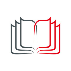Wall Mural - Opened textbook or book icon, simple symbol