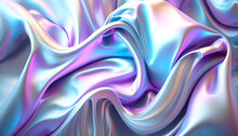 Abstract Fluid Iridescent Holographic Neon Curved Wave In Motion Colorful Background, Gradient Design. Generative AI