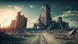 Earthquake Aftermath: A Devastating View of a City in Ruins, AI generative
