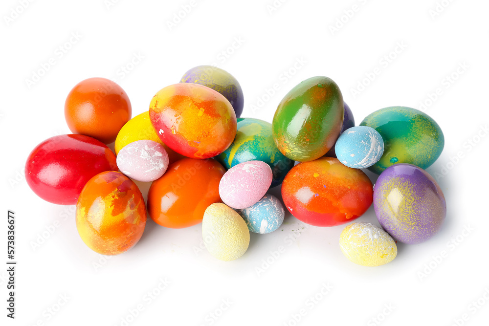 Colorful Easter eggs on white background