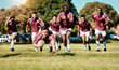© Anela R/peopleimages.com - Rugby, athlete on grass field and sports game with men, team running and player score try with ball, fitness and active outdoor. Exercise, championship and teamwork, cheers with action and energy