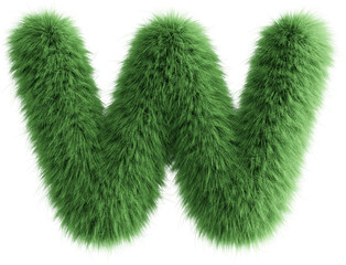 Green 3D Fluffy Letter W