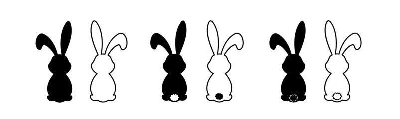 set easter bunny silhouettes vector illustration.