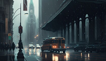 rain in the city Generative Ai