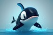 a cute adorable whale character  underwater  in the style of children-friendly cartoon animation fantasy generative ai 3D style Illustration 	