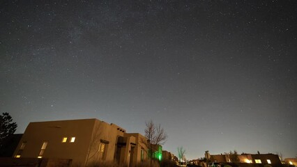 Wall Mural - Santa Fe Adobe Architecture House Starry Night Milky Way Time Lapse