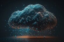 A Cloud With Rain Drops Floating On It's Surface In The Dark Sky With A Blue Background Stormy Weather A 3d Render Generative Art