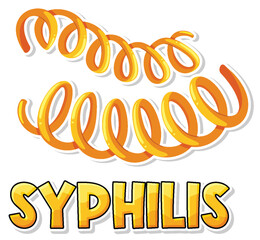 Wall Mural - Treponema pallidum syphilis bacteria on white background