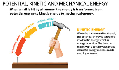 Wall Mural - Potential, kinetic and mechanical energy vector