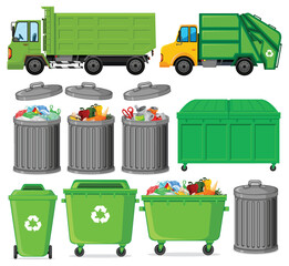 Sticker - Set of green recycle trash