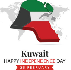 Kuwait Independence Day, 3d rendering Afghanistan Independence Day illustration with 3d map and flag colors theme