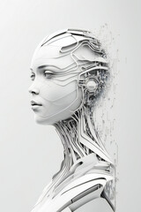 Wall Mural - white human android portrait. artificial intelligence learning concept. created with generative ai t
