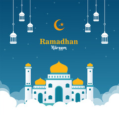 Wall Mural - Vector Ramadan Instagram posts with mosque design