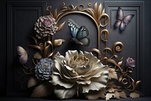 3d 3d Wallpaper, Abstract Flower And Butterfly Decoration, Wall Art, Ai Generated