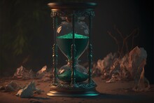 Vintage Hourglass With Green Sand AI