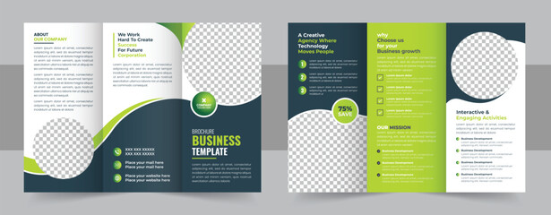 Corporate business trifold brochure template, Modern, Creative and Professional tri fold brochure vector design, Simple and minimalist promotion layout