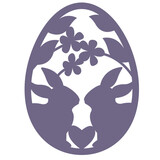 Fototapeta Dinusie - Easter egg with bunny svg papercut, Flower Easter decor