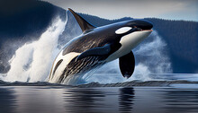 Orca Breaching In Arctic Ocean