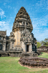 Wall Mural - Phimai stone castle An ancient Khmer castle located in the historical park, Phimai District, Nakhon Ratchasima, Thailand.