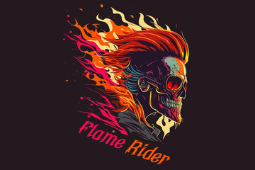 Wall Mural - Vector skull flame rider art for t-shirt and other