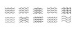© mi-vector - Sea wave icon set. Set of thin line waves. Various wave water lake river. Water logo, line ocean symbol in vector flat style. Seamless abstract line pattern. Water outline symbol. Sea and Ocean signs