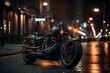 Motocykl w mieście w nocy Generative AI