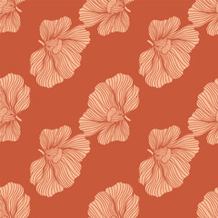 Wall Mural - Seamless pattern with hibiscus flowers. Vintage floral background.