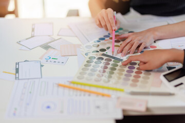 Wall Mural - user experience user interface concept, ux ui graphic designer creative sketch breif user experience