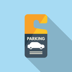 Canvas Print - Parking tag icon flat vector. Space truck. City payment zone