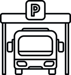 Canvas Print - Bus paid parking icon outline vector. Car park. Space truck