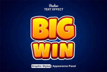 Wall Mural - big win text effect with graphic style and editable.