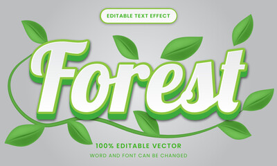 nature forest leaves 3d graphic style editable text effect logo style template