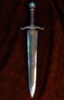 glaive ou épée courte médiévale sur un fond de cuir