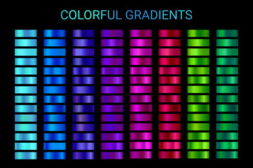 Wall Mural - colorful gradient vector swatches texture set. bright colors palette background template for banner,
